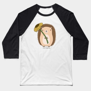 Cute Hedgehog Holding a Flower Drawing Illustration Baseball T-Shirt